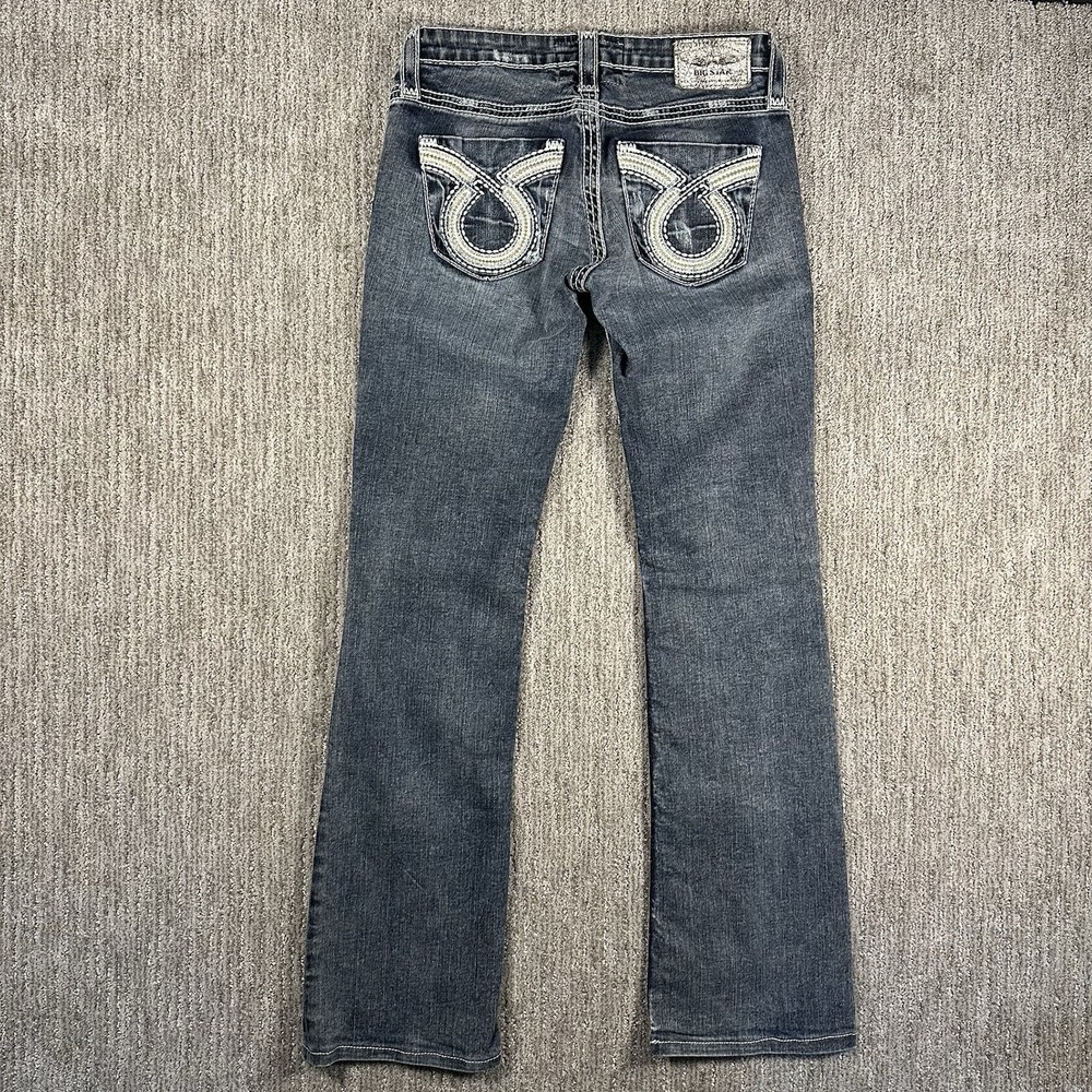 Big Star Liv Boot Cut Low Rise Jeans Women's 26L Stretch Light Wash Distressed